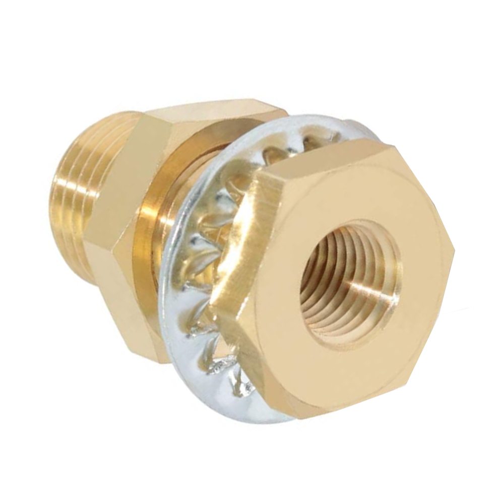 FLOFLEX BRASS PIPE FITTING BULKHEAD CONNECTOR 1/4" FEMALE X 1/4" FEMALE NPT (SHORT)